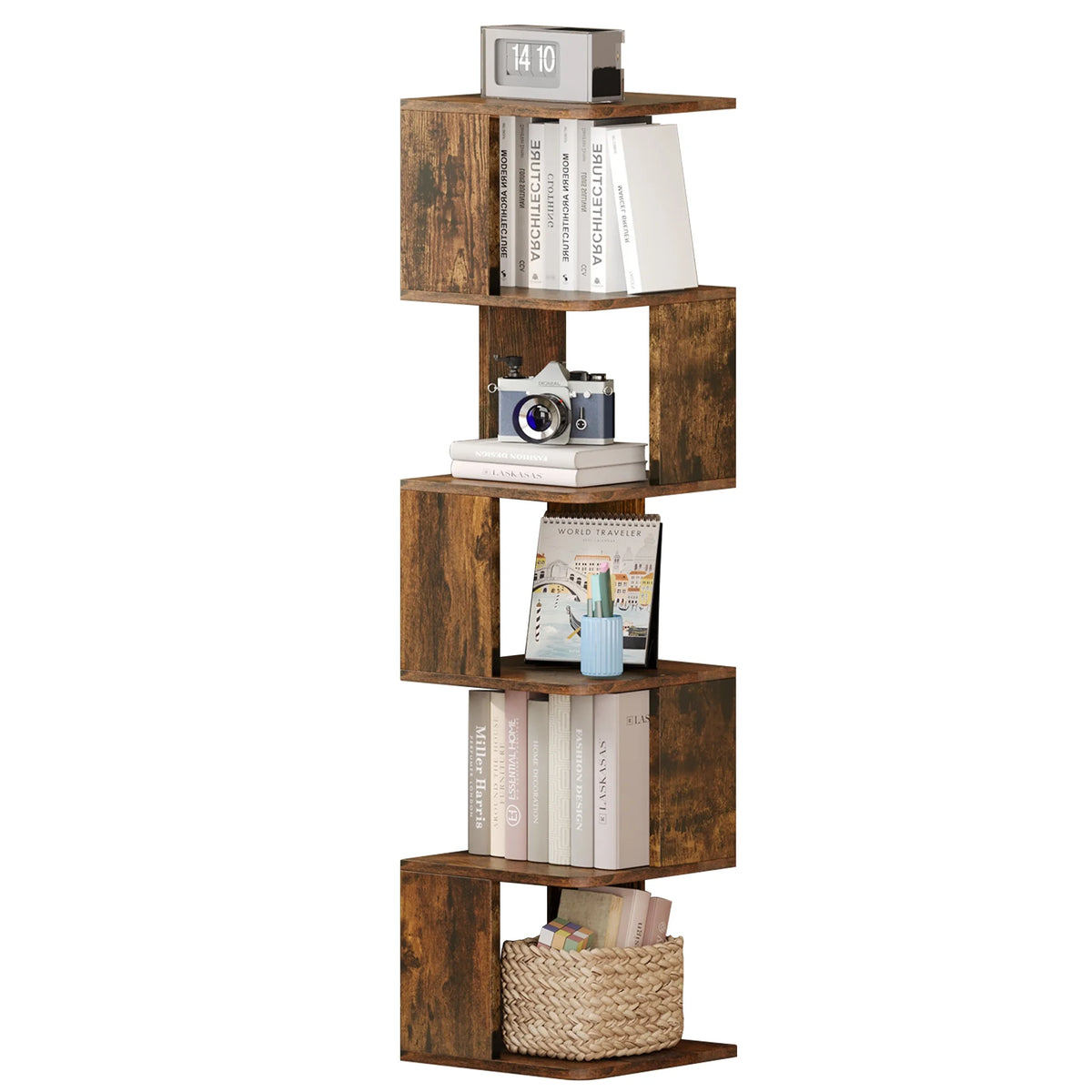 6 Tier Narrow Bookshelf Brown M548013