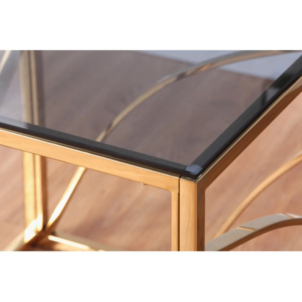 Gold Small Glass End Table J19395