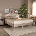 Antique White Oak Wood Queen Size Platform Bed Frame W977177
