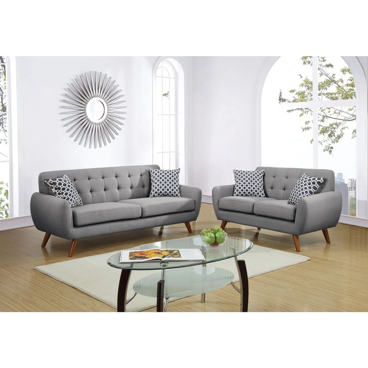 2 Piece Fabric Sofa Loveseat Set T119
