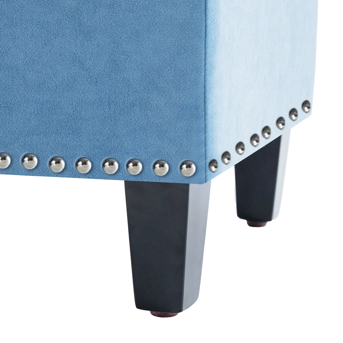 Light Blue Linen Fabric Storage Ottoman Bench K48172