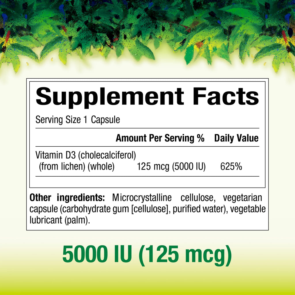 Vitamin D3 5000 IU 125 mcg Vegan 60 Capsules M7797