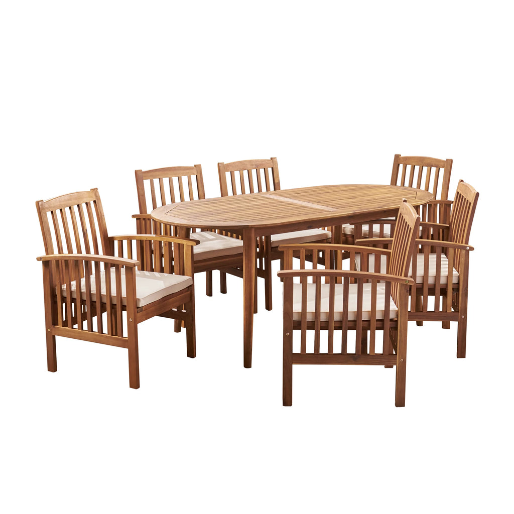 6-Seater Acacia Dining Set with Oval Table T137