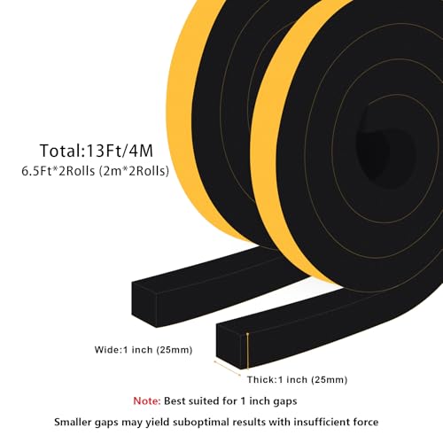 Weather Stripping Door Seal Strip, Strong Adhesive, Lightproof, Noise-Reduction, Weatherproof Foam Tape Insulation R2257