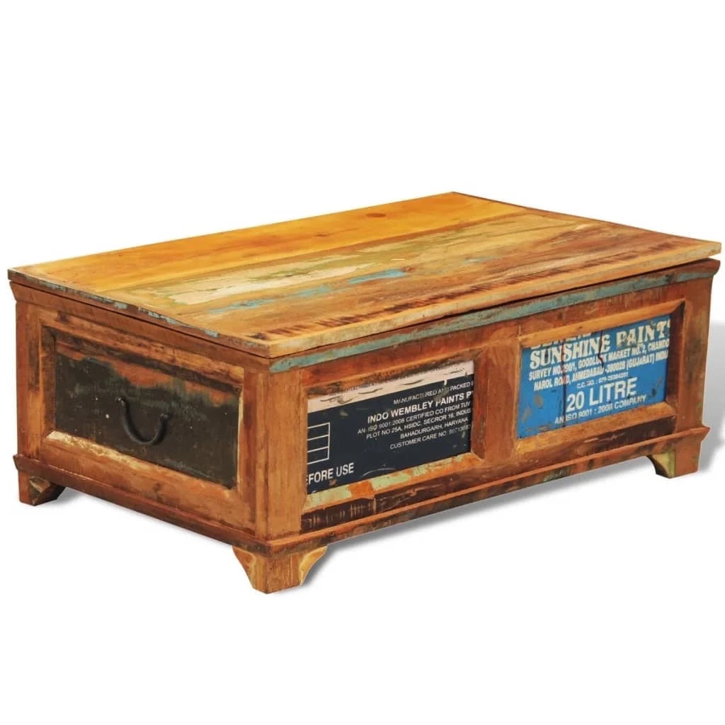 Vintage Reclaimed Wood Coffee Table with Storage S540