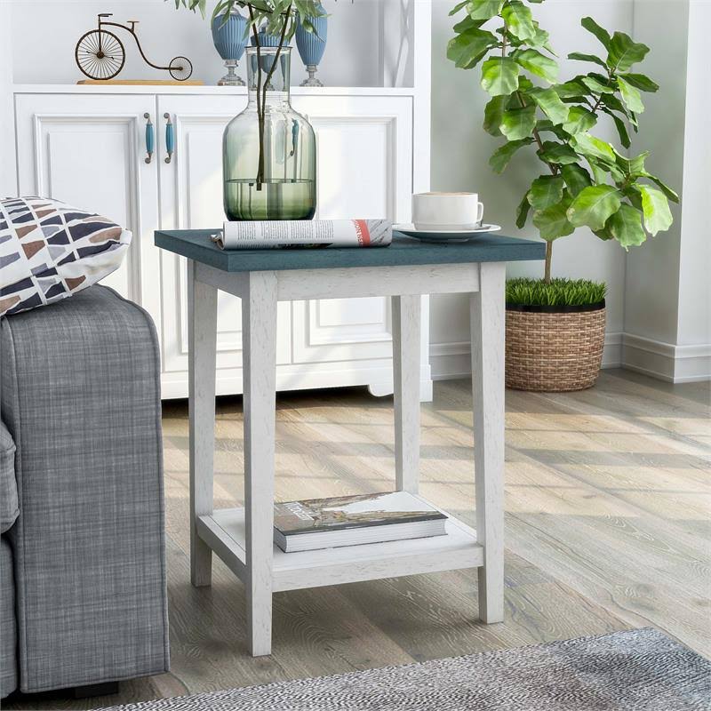 Blue Wood 1-Shelf Side Table Set of 2 M57286
