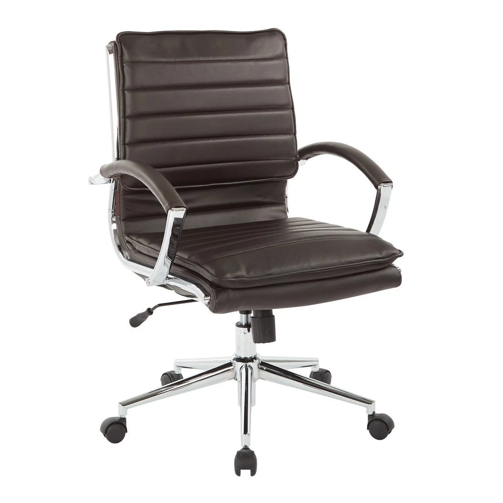 White Faux Leather Mid Back Manager's Chair with Chrome Base U9619