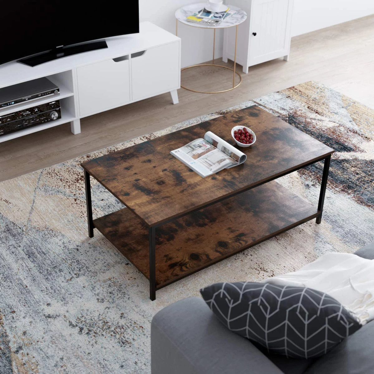 2-Tier Coffee Table with Storage Shelf V684
