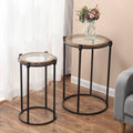 Metal & Glass Round Accent Table 2 Piece G2260