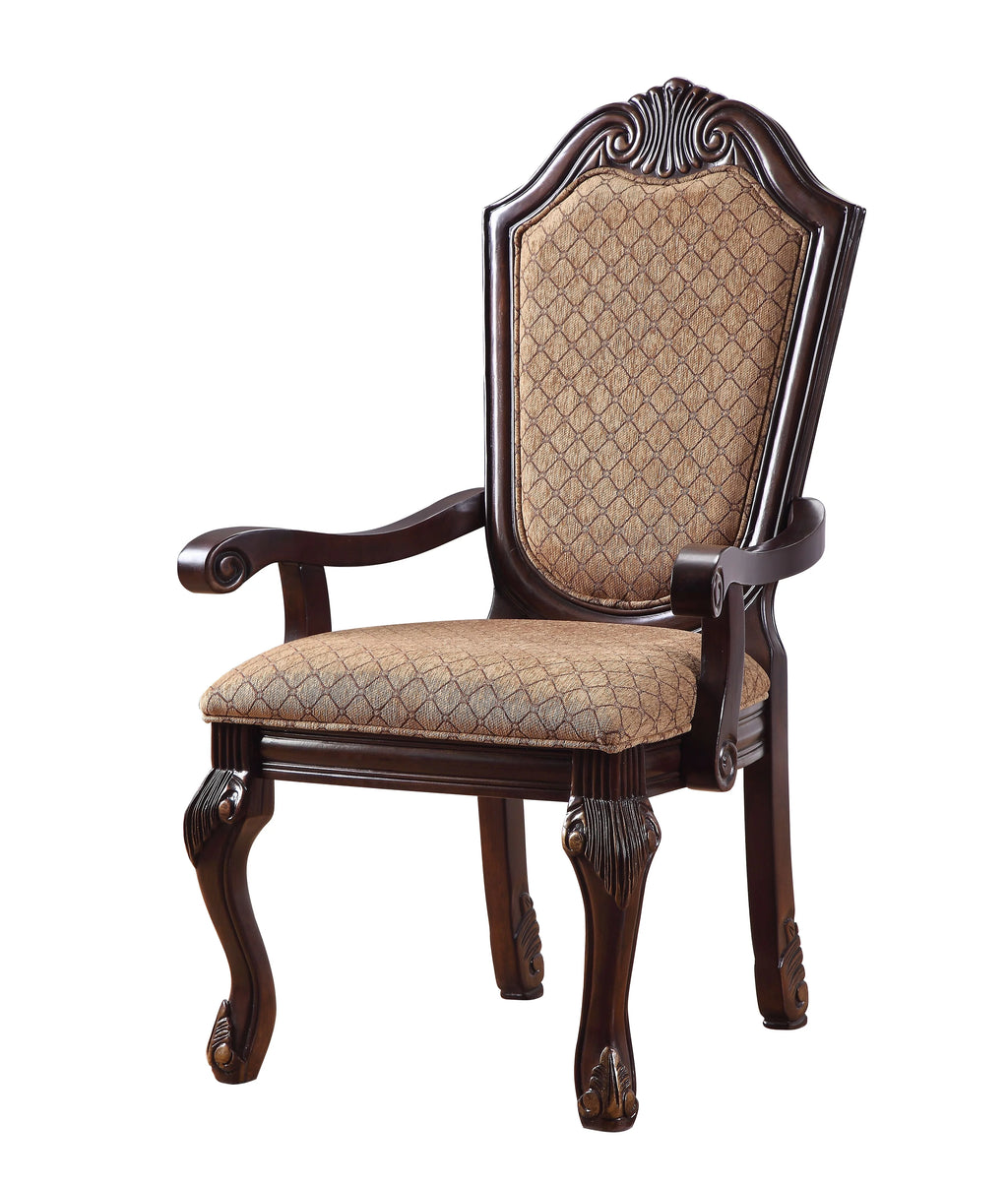 Arm Chair Set-2 Espresso Fabric F8746