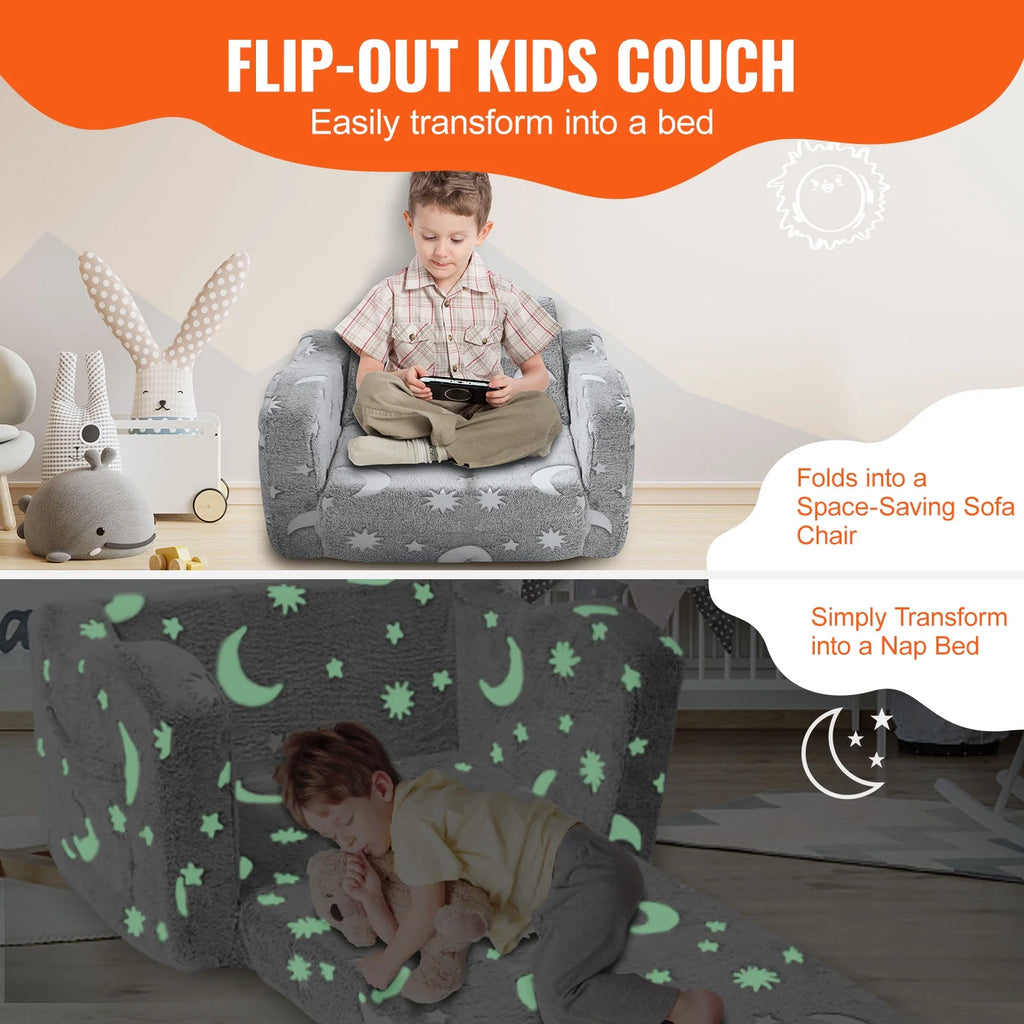 Fold-out Kids Sofa Glow-in-the-Dark Convertible Sofa U12599