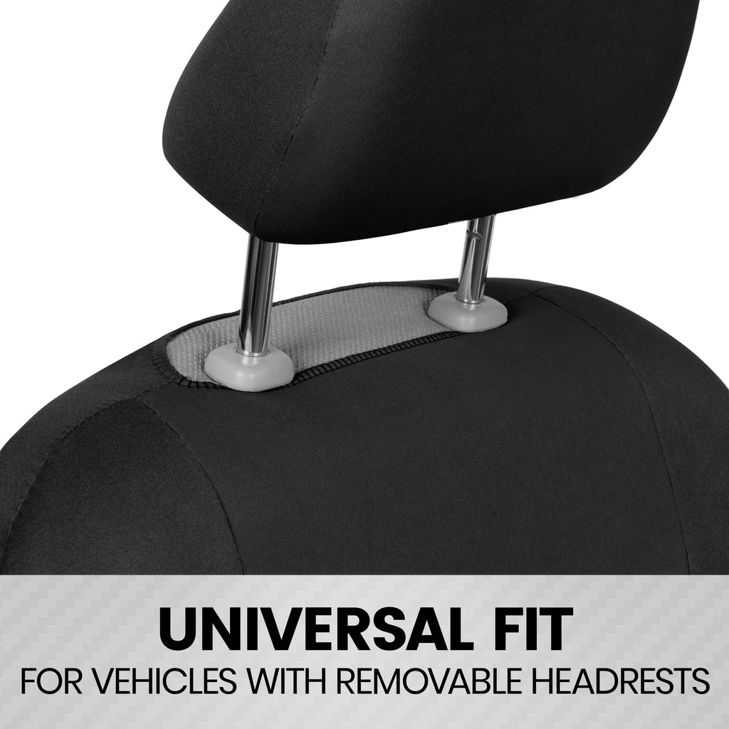 Solid Black Car Seat Covers Full Set with Steering Wheel Cover & Seat Belt Pads N416158