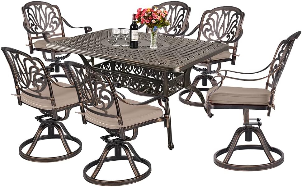 5-Piece Cast Aluminum Patio Dining Set with Square Table and 4 Chairs A571