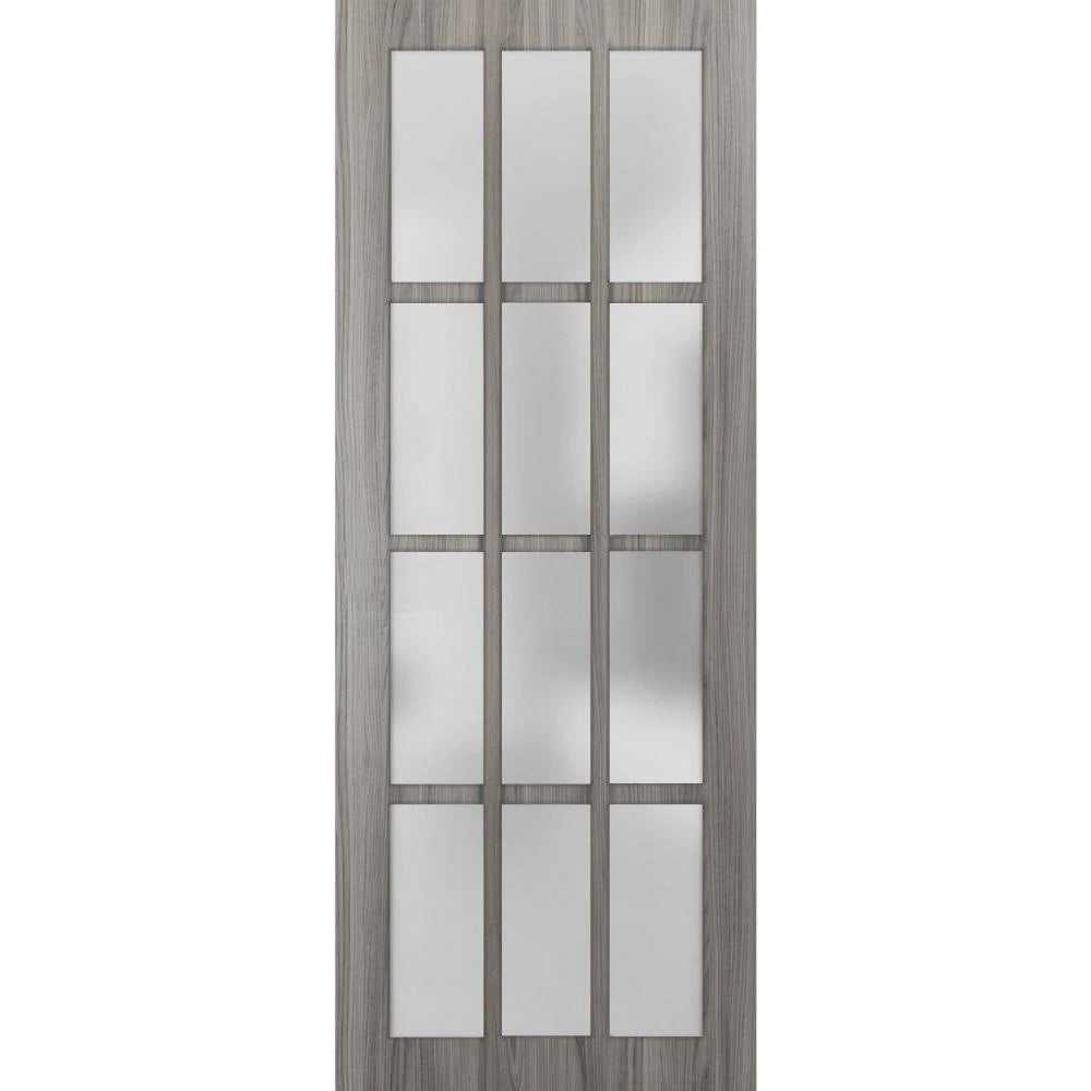 Frosted Glass 12 Lites Slab Barn Door Panel Y926444