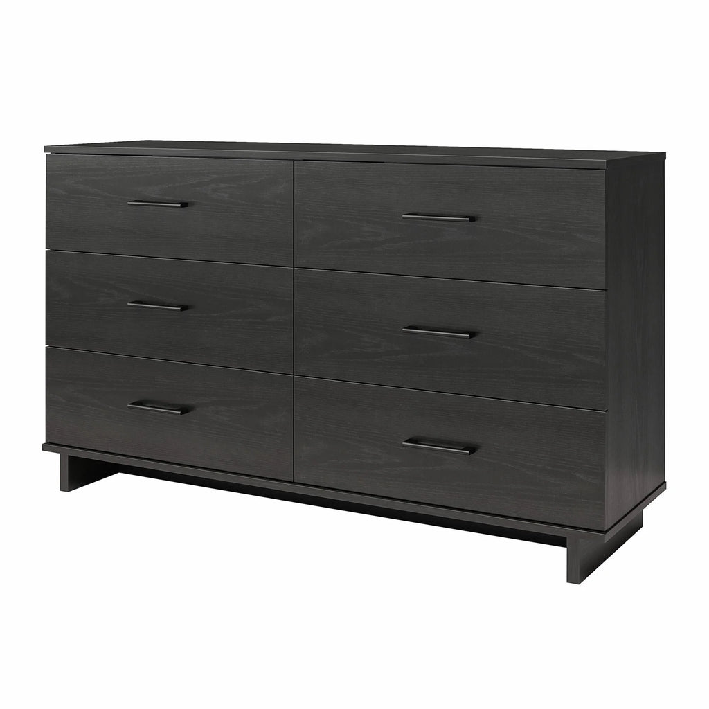 Black Oak 6 Drawer Wide Dresser D289