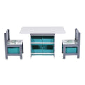 White Blue Gray Engineered Wood Table and Chair Set O51778
