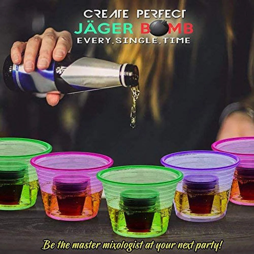 Neon Plastic 3.75oz Shot Glasses with 1oz Inner Shot Cups J893507