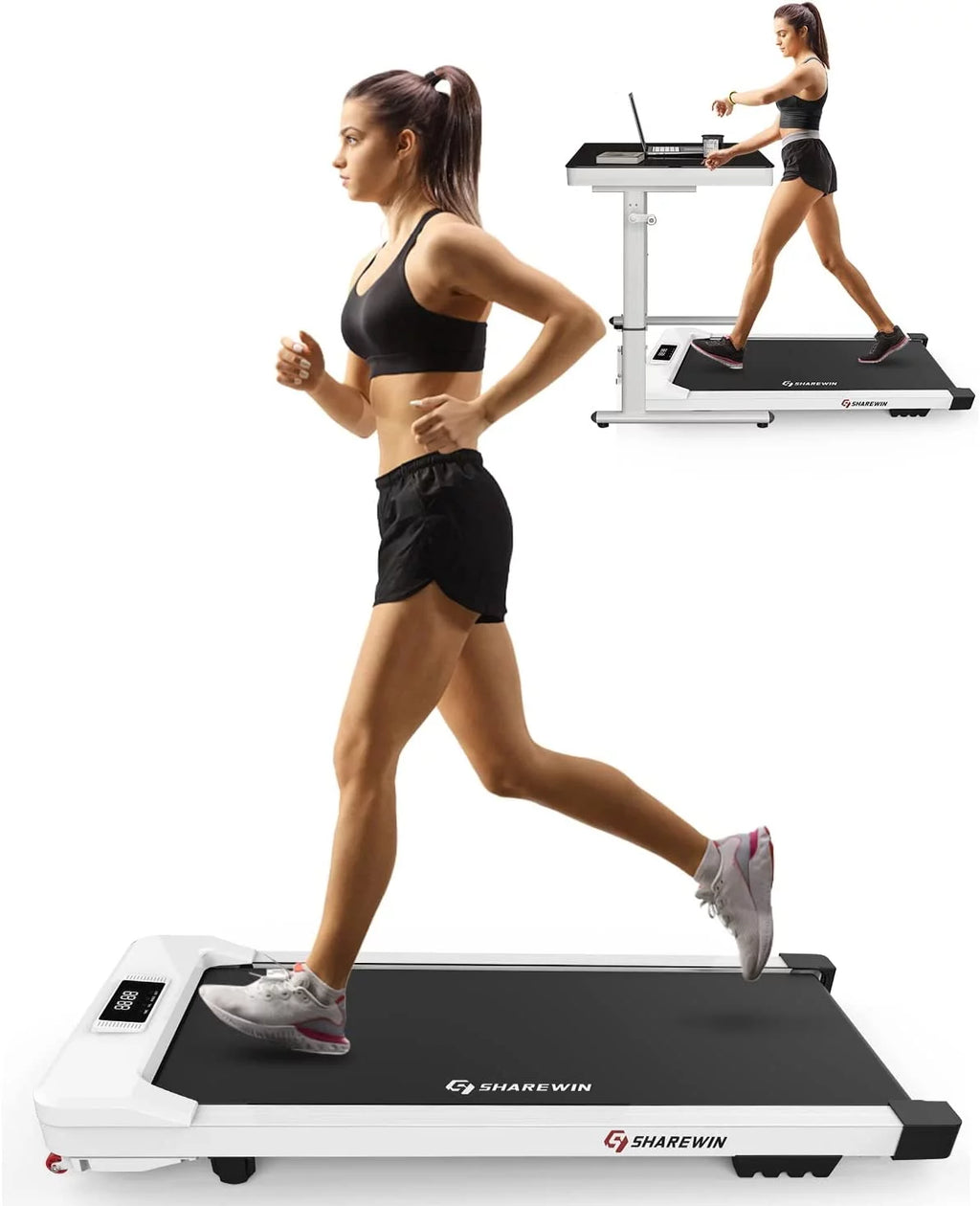 Under Desk Treadmill 300 lb Capacity White P7924