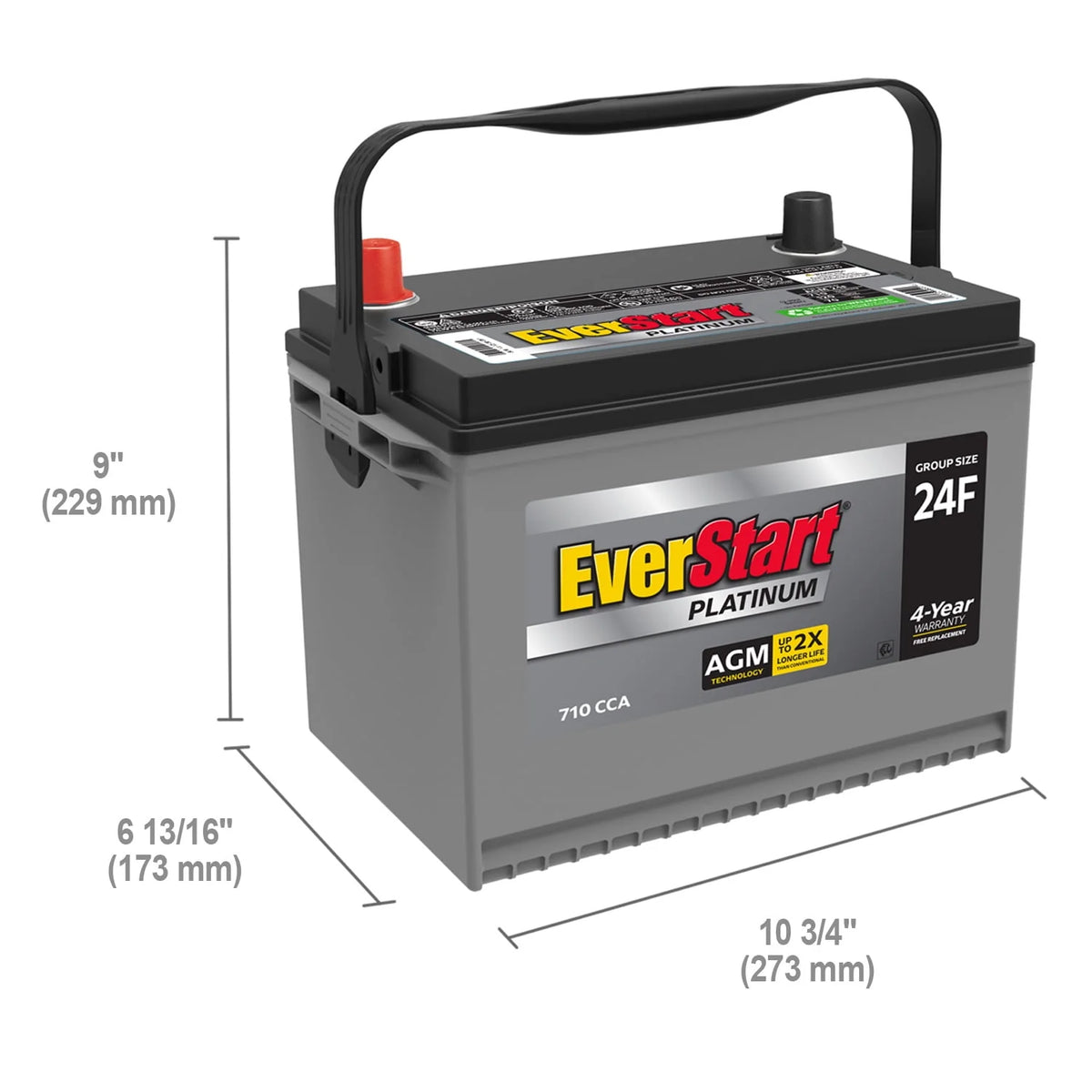 AGM Automotive Battery Group Size 24F 12 Volt 750 CCA H764261
