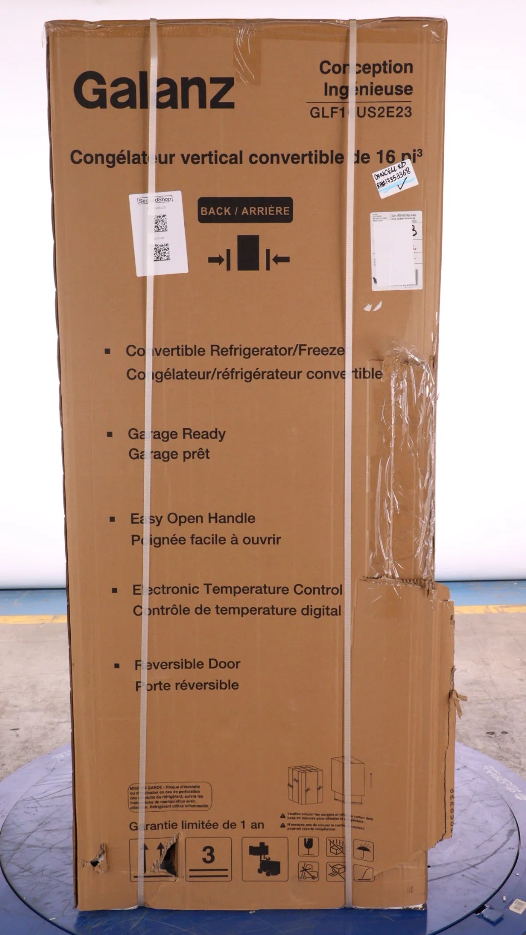 28 In. 16 Cu.Ft. Stainless Steel Convertible Upright Freezer or Refrigerator Q24504