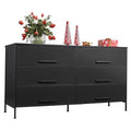 Black 6 Drawer Fabric Dresser S30861