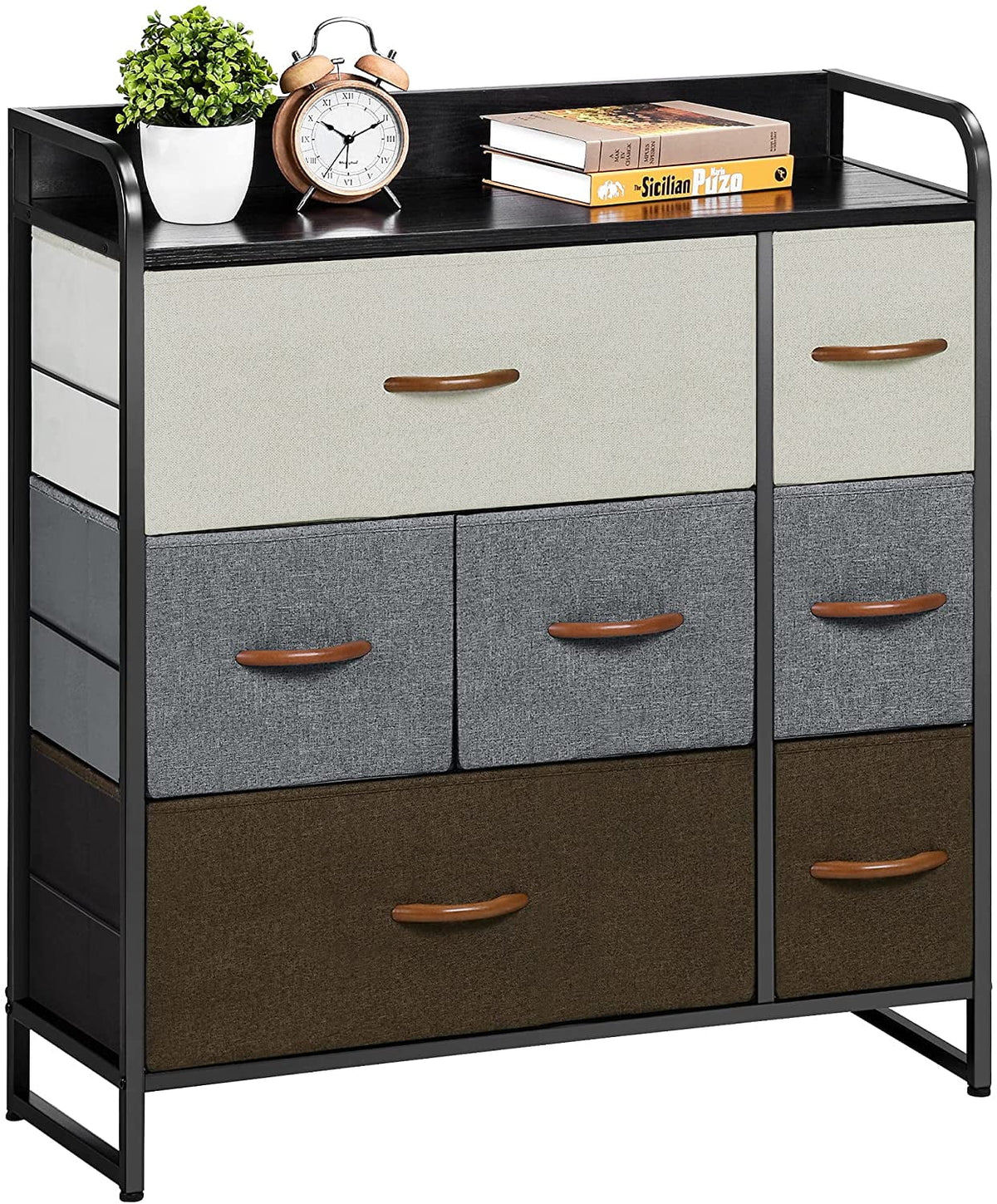 Light Gray 7 Drawer Fabric Dresser A394