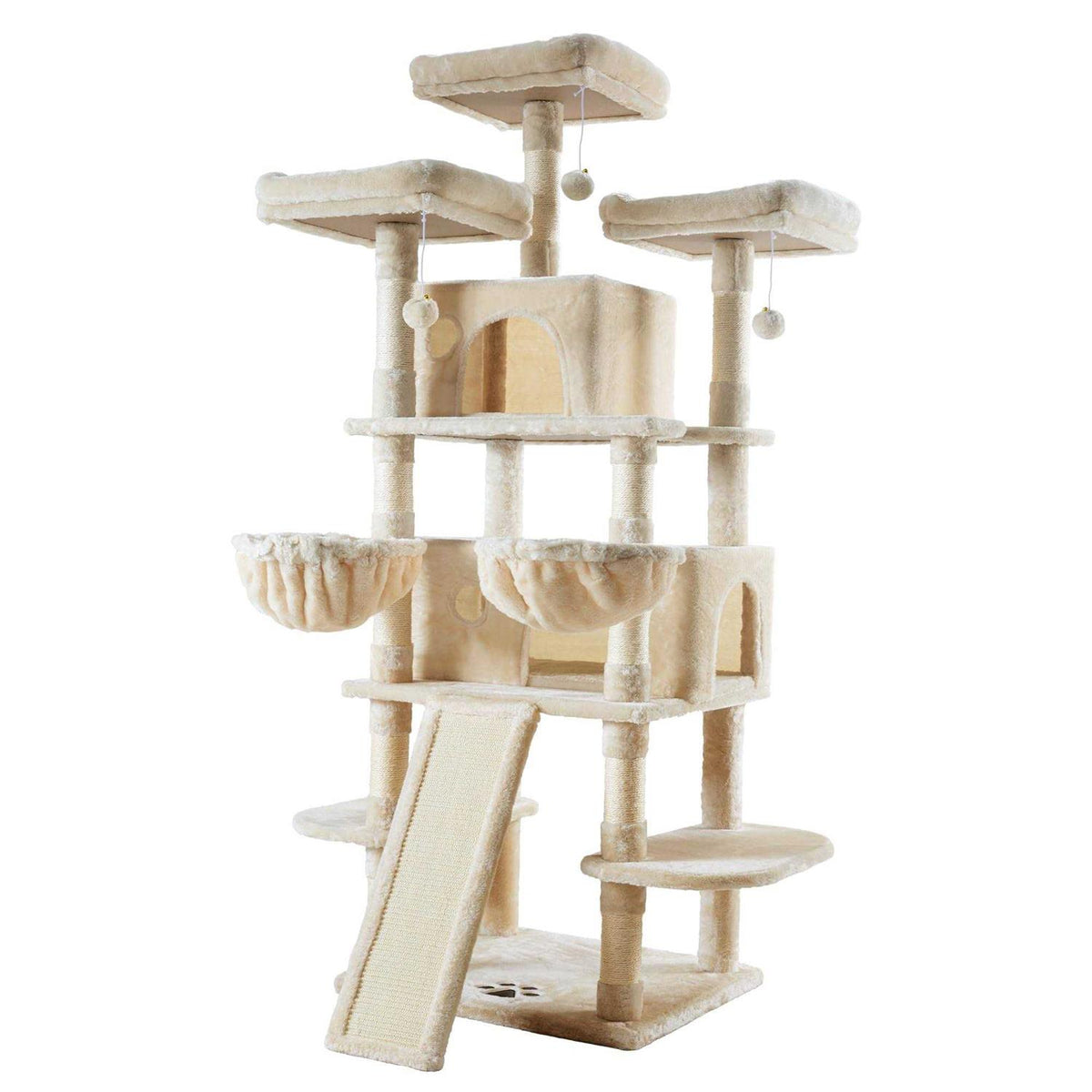 68 Inches Multi-Level Cat Tree with Cat Condo Plush Perches Sisal Scratching Y163830