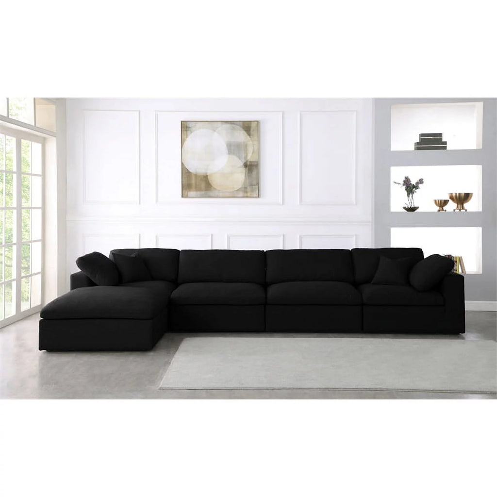 Black Linen Fabric Modular Sectional M356360
