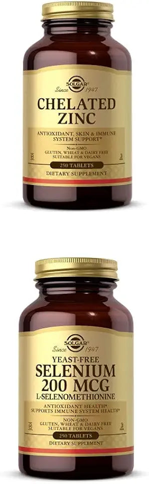 Chelated Zinc 250 Tablets and Yeast-Free Selenium 200 mcg 250 Tablets K7091