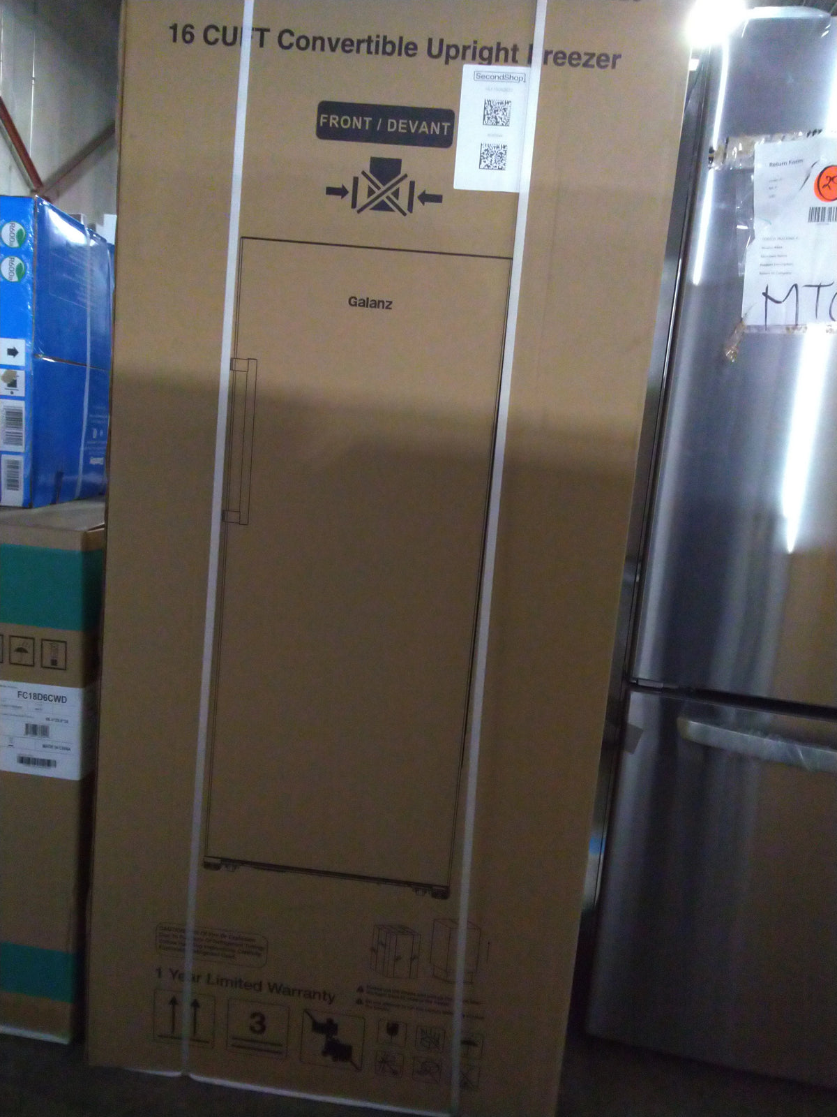 28 In. 16 Cu.Ft. Stainless Steel Convertible Upright Freezer or Refrigerator Q24504