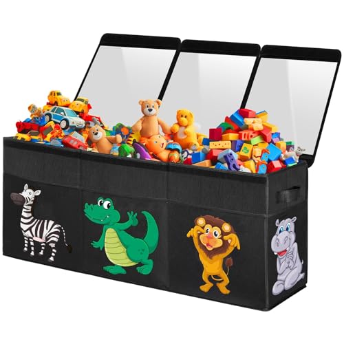 Extra Large Collapsible Toy Storage Organizer with Lids, Black H863405