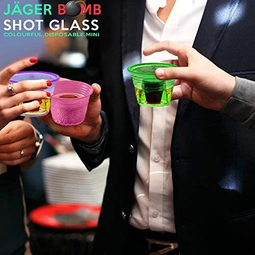 Neon Plastic 3.75oz Shot Glasses with 1oz Inner Shot Cups J893507