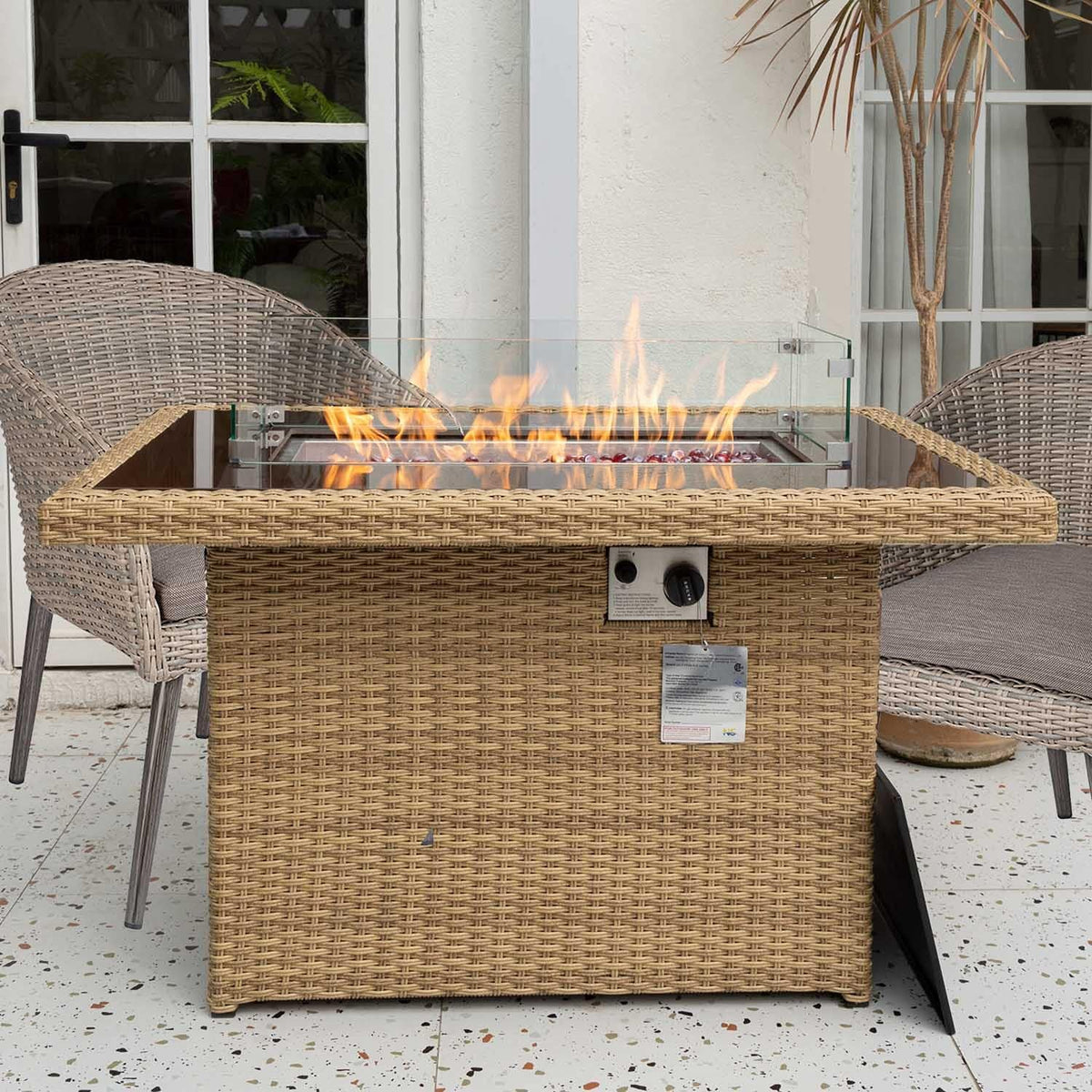 43 Fireplace Table 55,000 BTU Stainless Steel Propane Fire Pit Q570