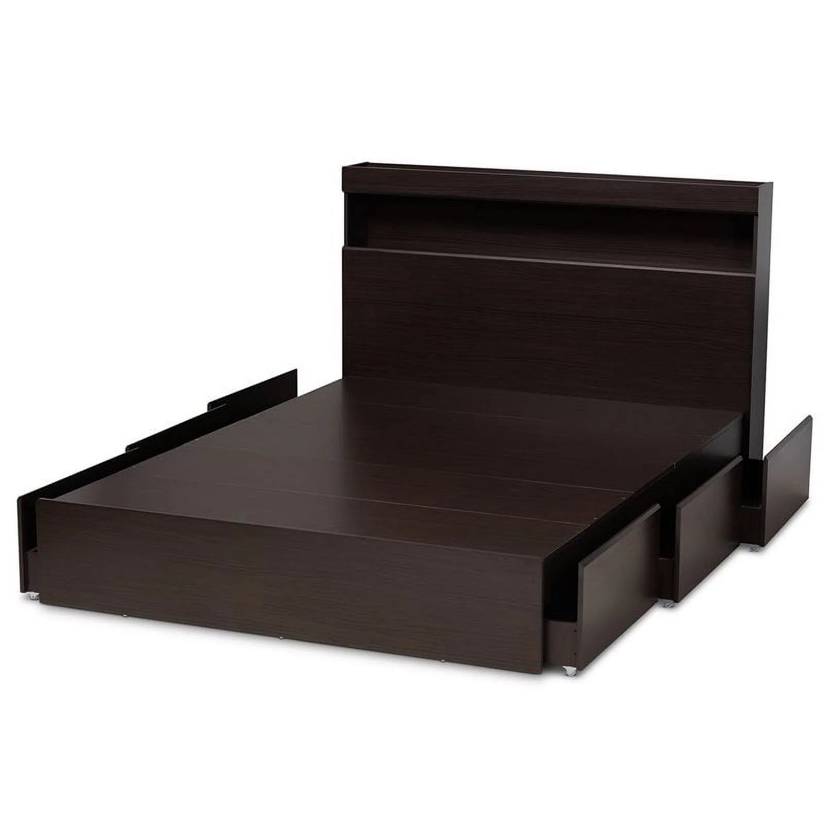 Queen Size 6 Drawer Wood Platform Storage Bed E179