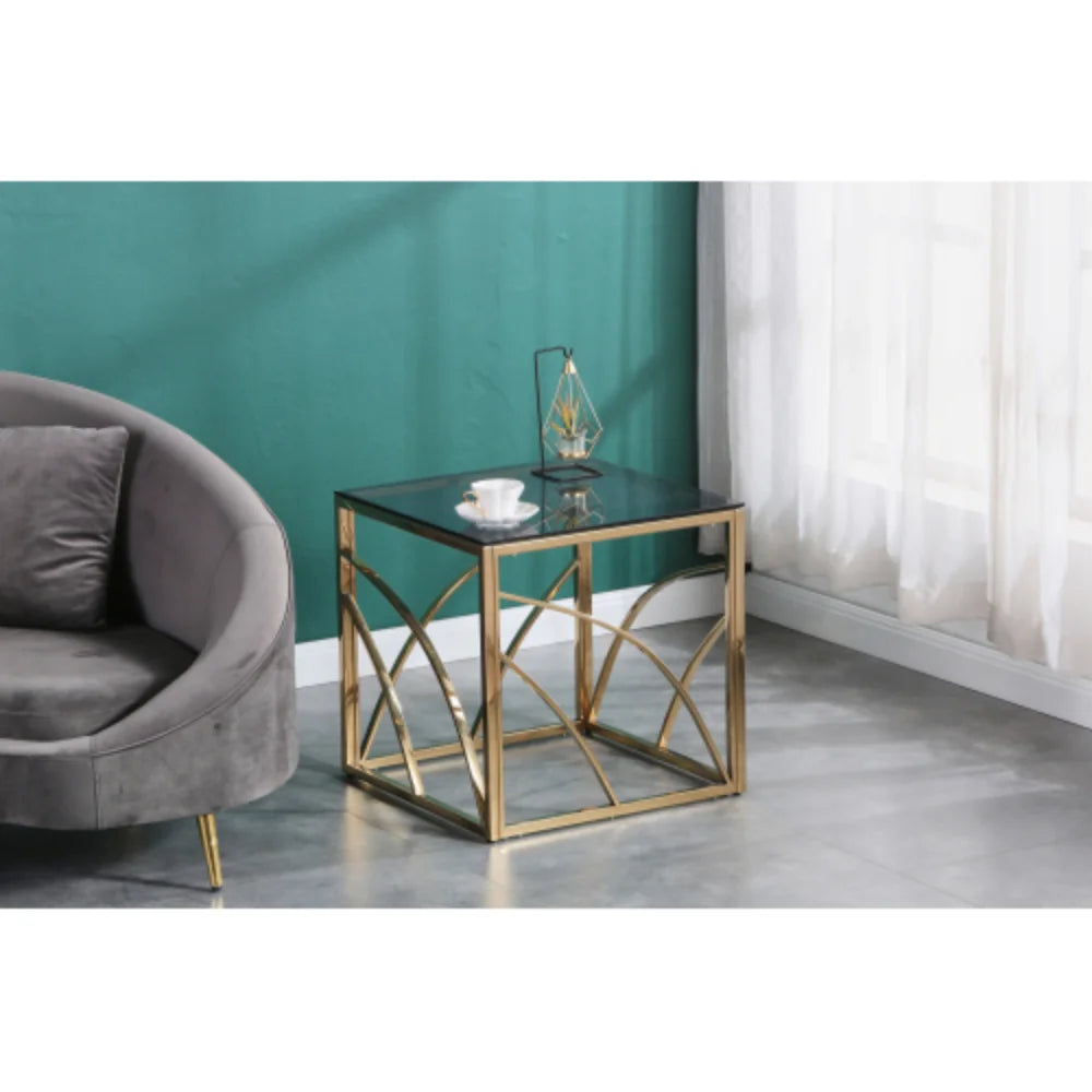 Gold Small Glass End Table J19395