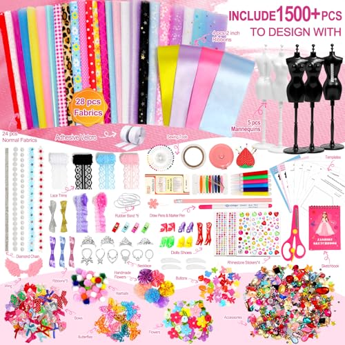 1500+PCS Fashion Designer Kit with Sketchbook & 5 Mannequins K668