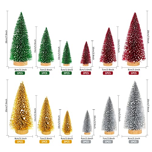 16 Pcs Artificial Mini Christmas Tree with Wood Base S808408