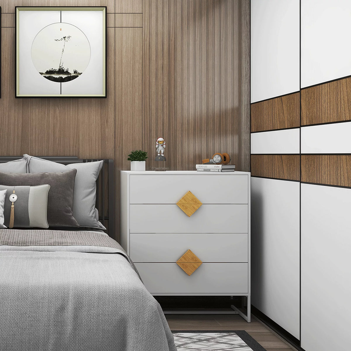 White 4 Drawer Wood Dresser G721