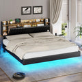 Full Floating Bed Frame with Charging Station, Black Q99706