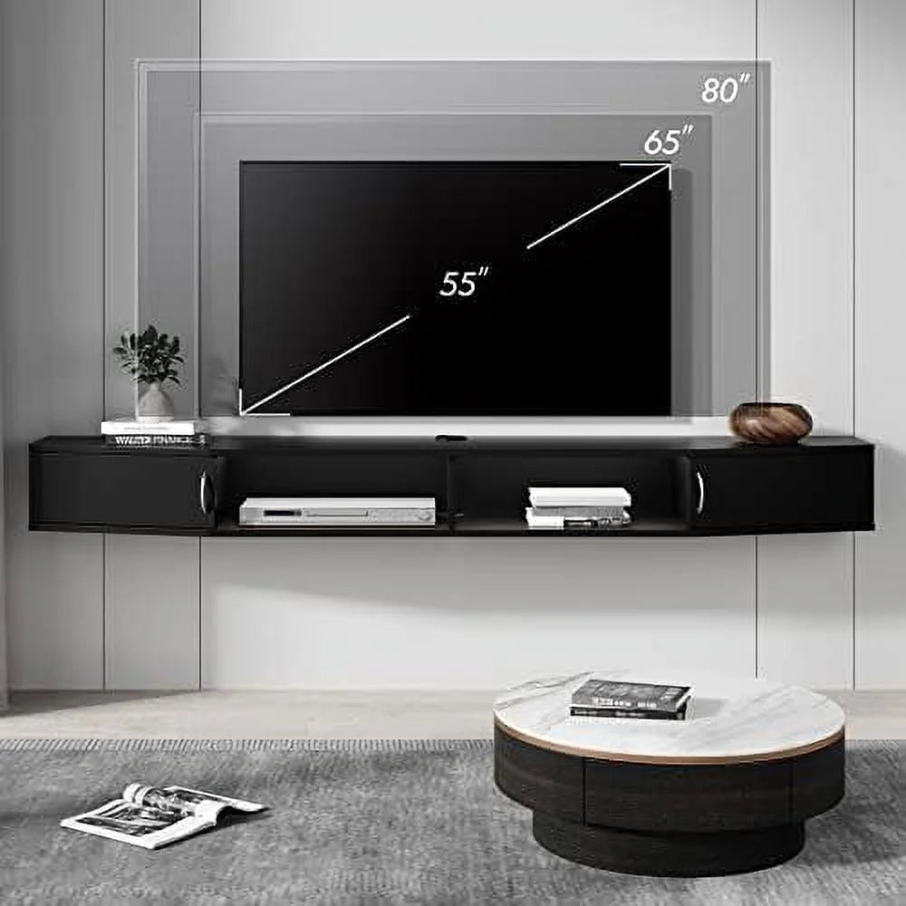 Black Floating Wall Mounted TV Stand Q9478