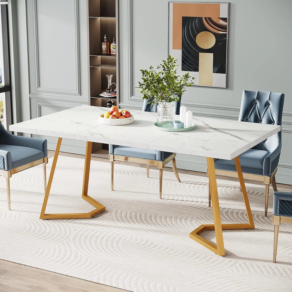 55" Faux Marble Rectangular Dining Table I73294