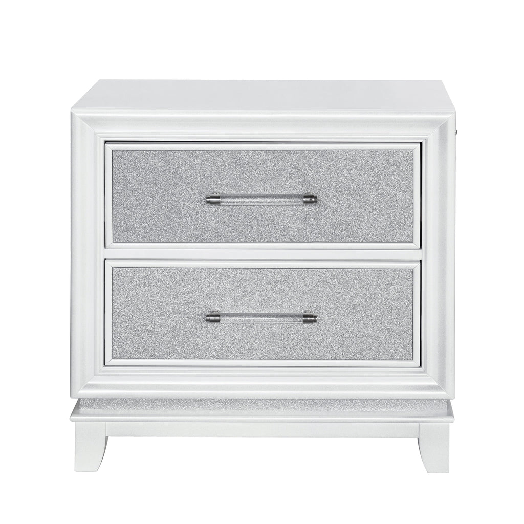 Queen 4-Piece Bedroom Set with LED Lights, Tufted Bed, Dresser, Mirror, and Nightstand in Pearlized White O6467