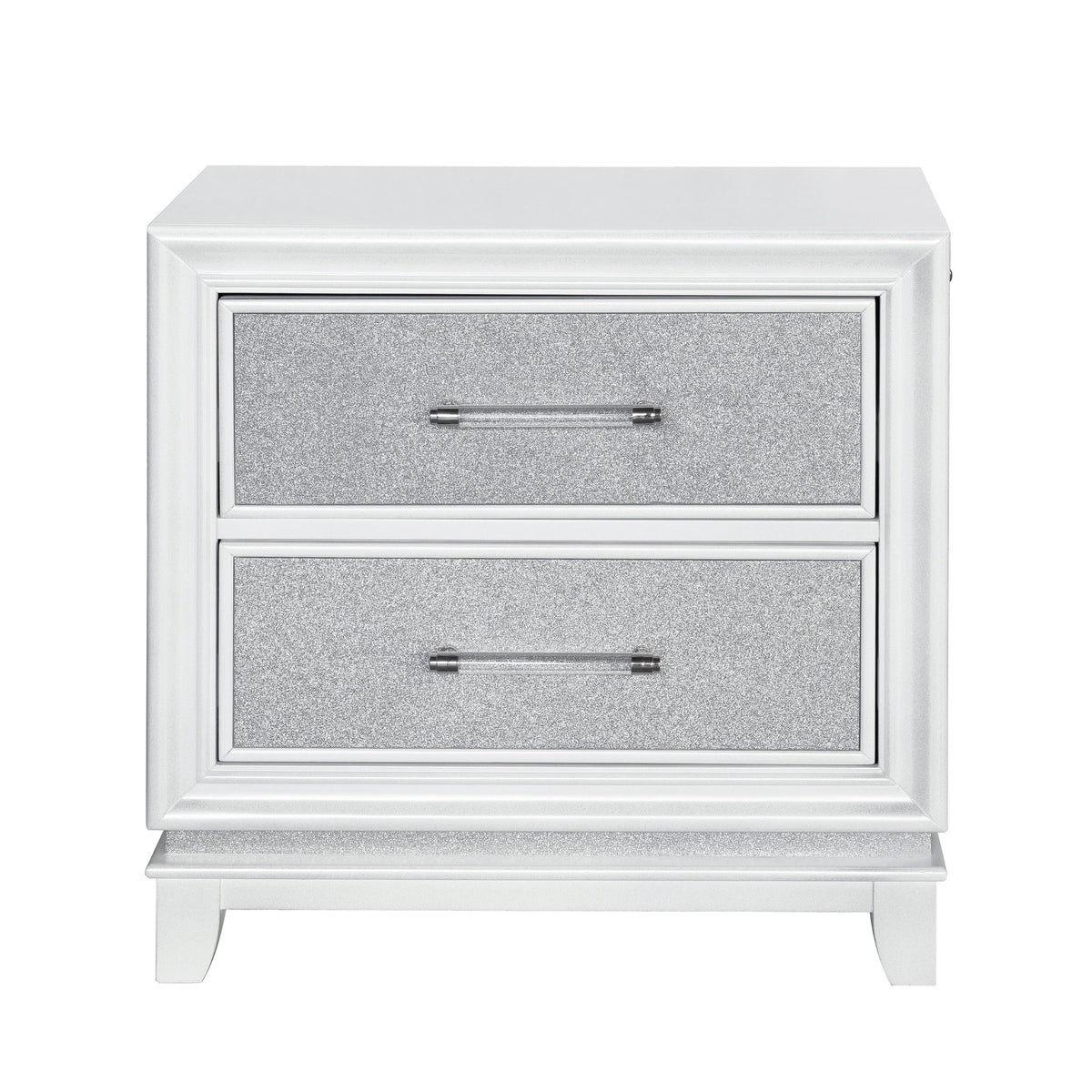 Queen 4-Piece Bedroom Set with LED Lights, Tufted Bed, Dresser, Mirror, and Nightstand in Pearlized White O6467