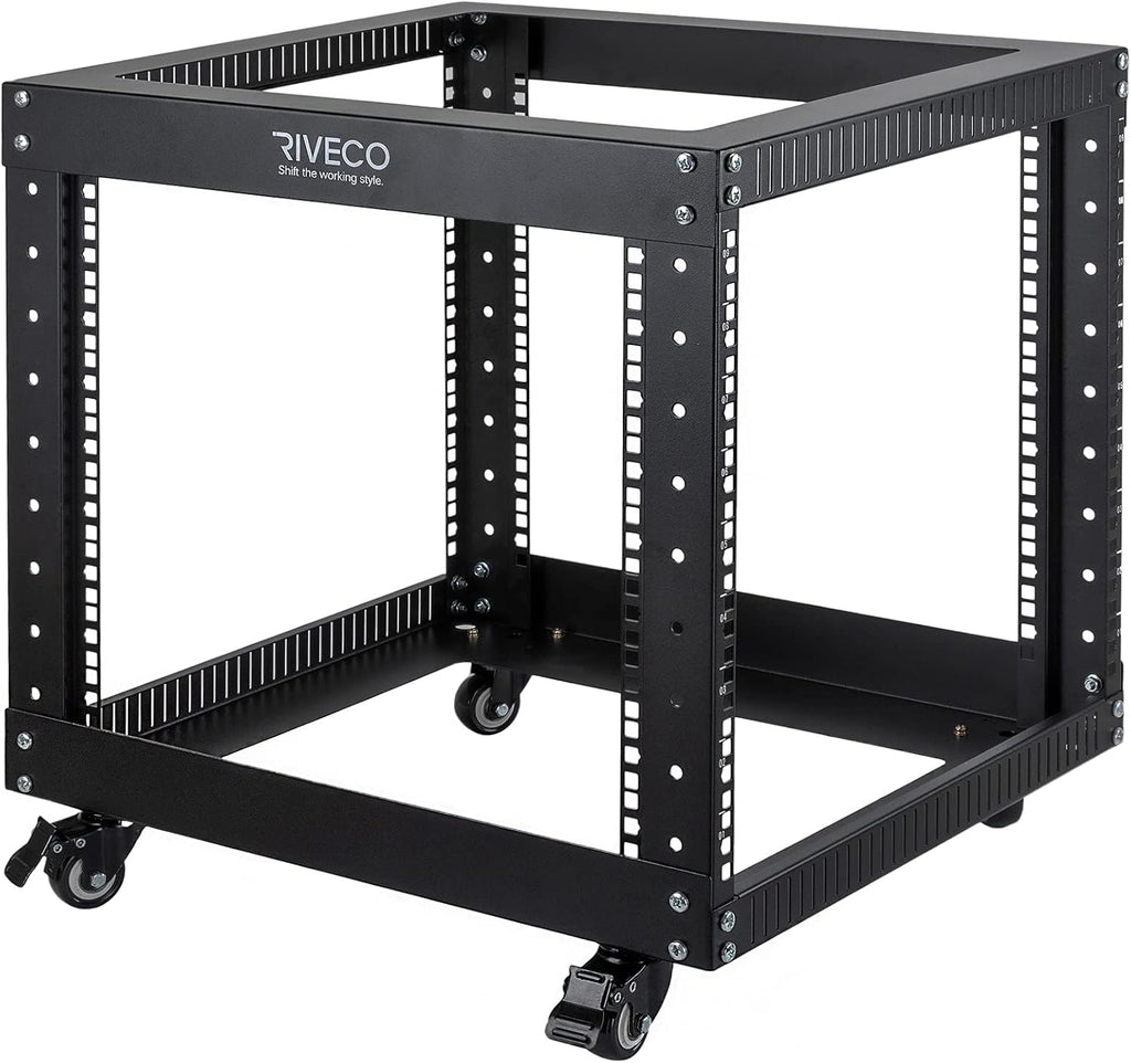 9U Open Frame Server Rack with Casters Black J218269