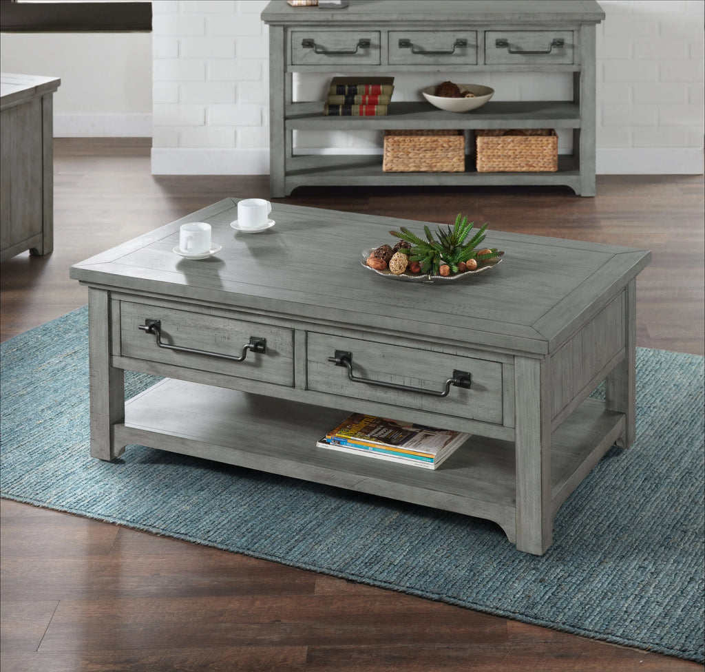 Dove Grey Solid Wood 2-Drawer Coffee Table S93294