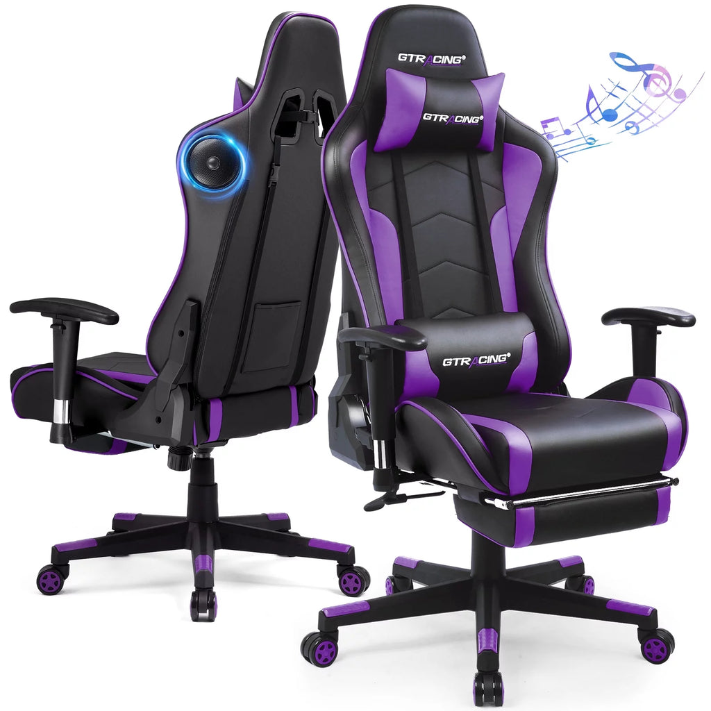 Purple Gaming Chair with Speakers and Footrest X1266