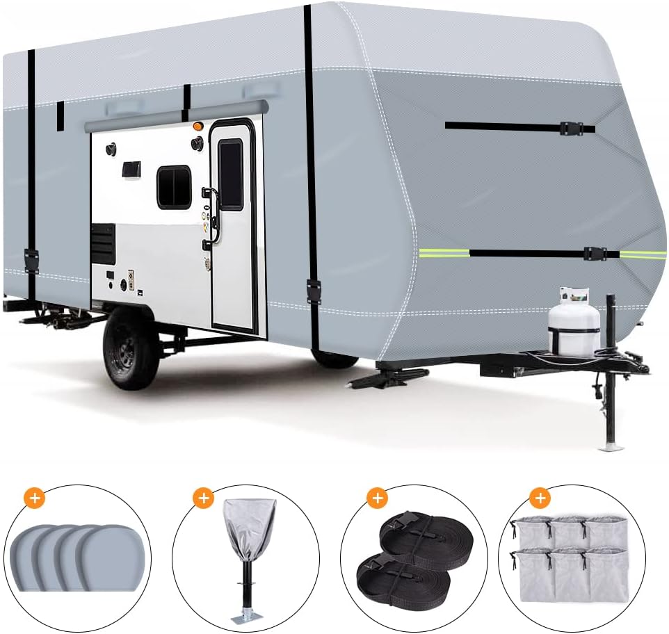 600D Waterproof Oxford Travel Trailer RV Cover 28'7''-31'6'' with Tire Cover G8806