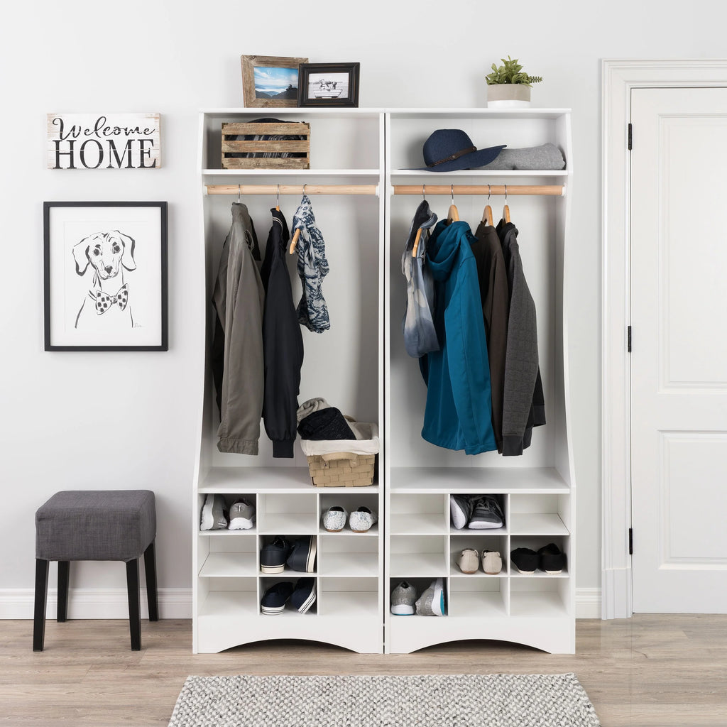 White Compact Wardrobe with Shoe Storage S9931