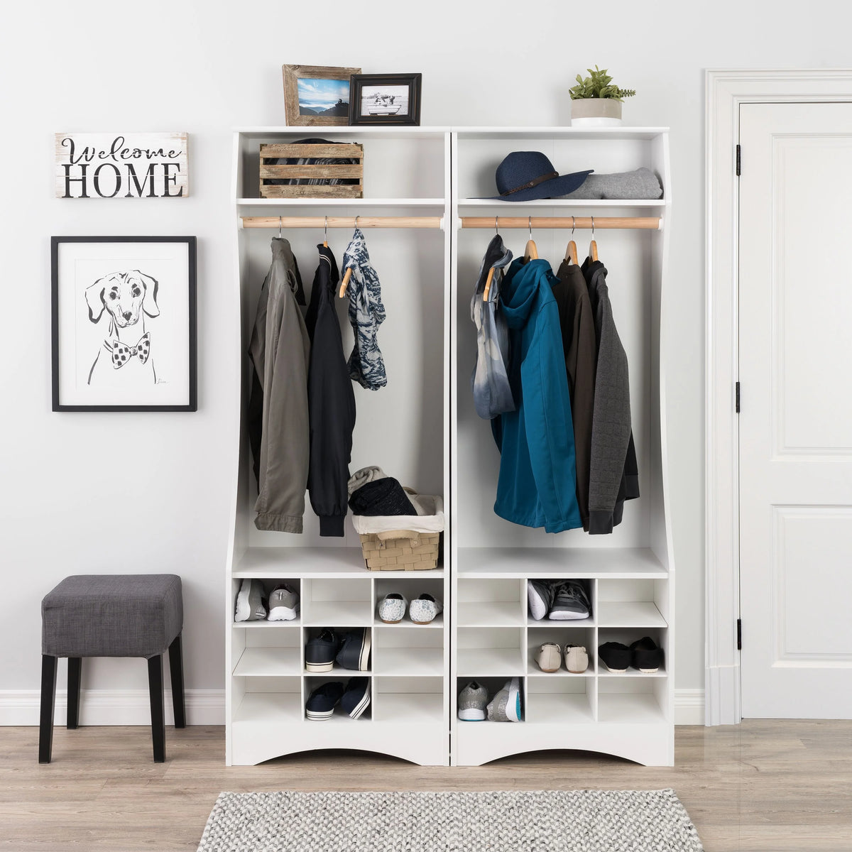 White Compact Wardrobe with Shoe Storage S9931