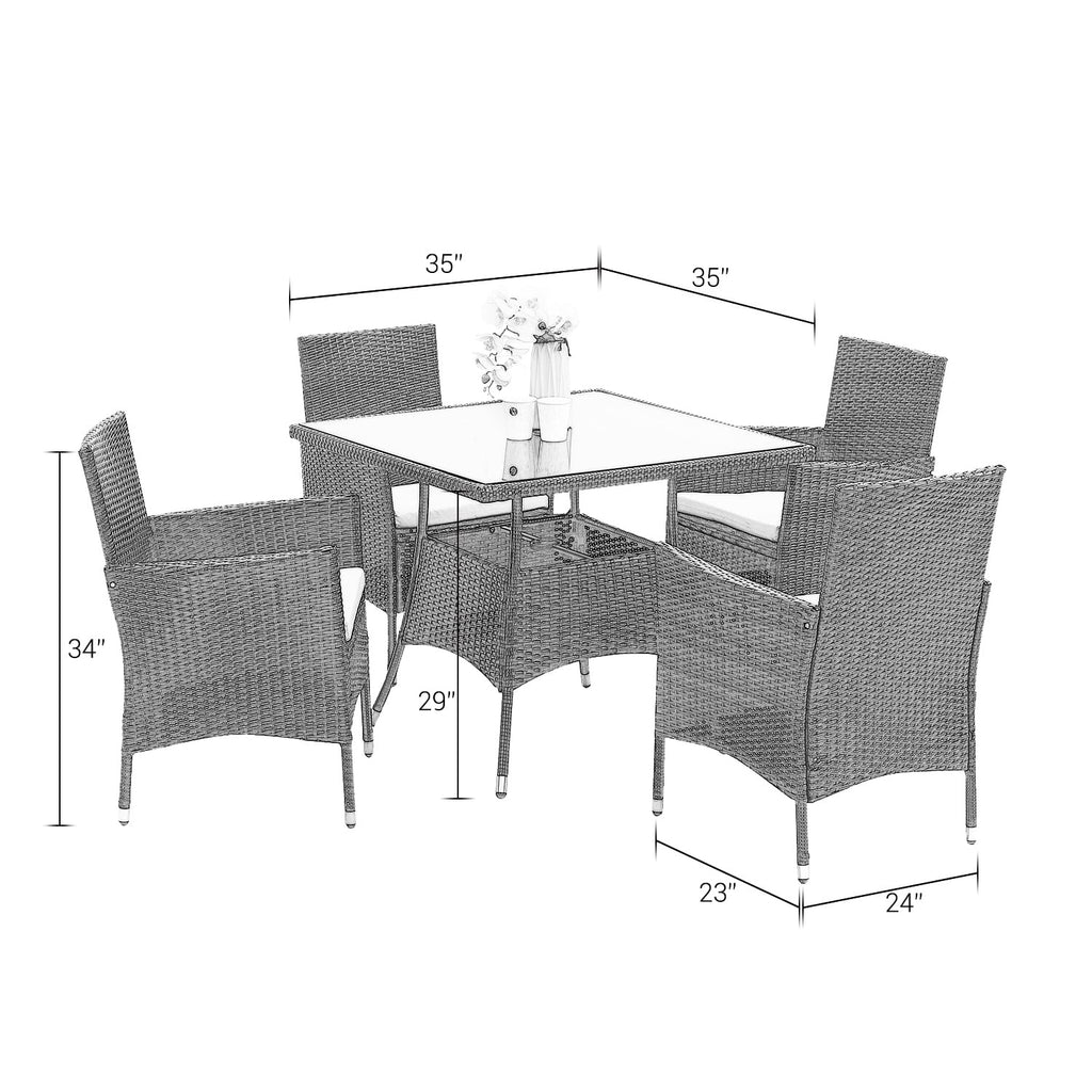 5 Piece Outdoor Wicker Patio Dining Set B146